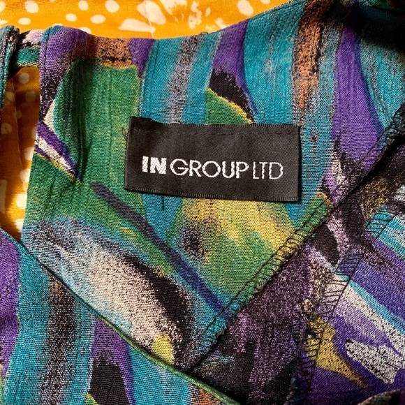 Vintage 80s purple, green and teal blouse - Picture 8 of 10